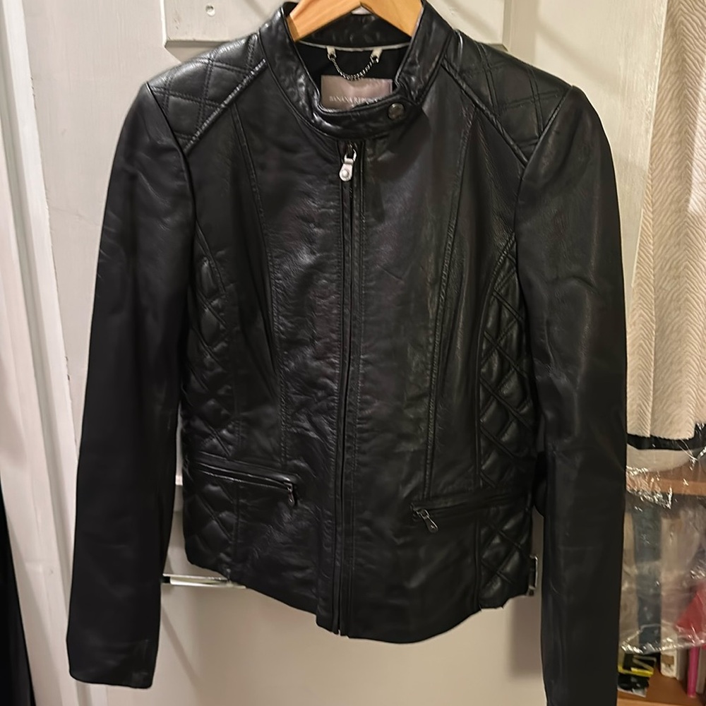 Banana Republic woman’s black leather jacket size S